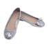L'Amour Little Big Kids Girls Silver Perforated Bow Ballet Flats 11-4 Kids - SophiasStyle.com